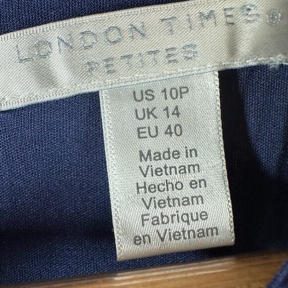 London Times Printed Sleeveless  Empire A-line  Midi Dress Size US 10P - Picture 4 of 11